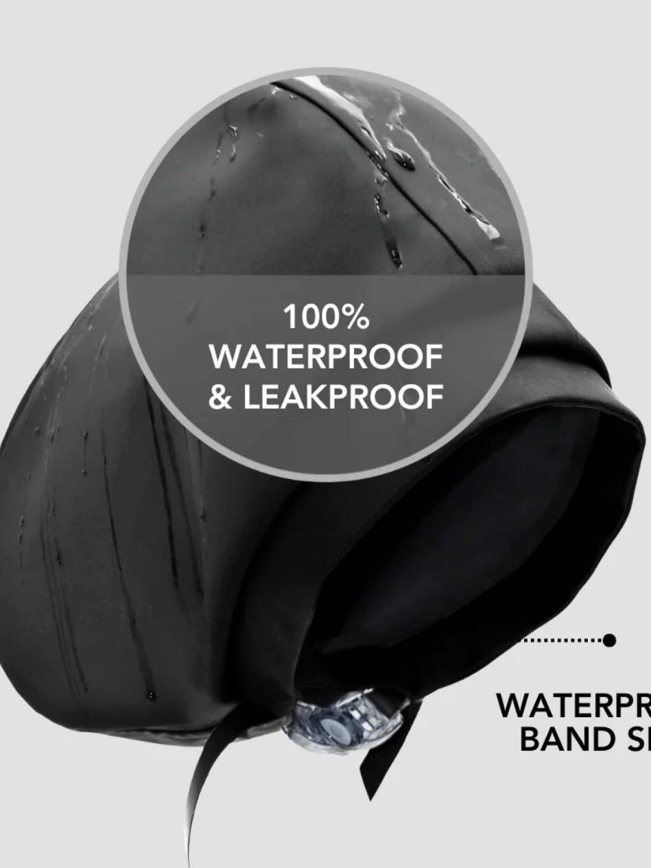Hairbrella Black Waterproof Hair Bonnet With Secure Chin Strap — image 4 of 6